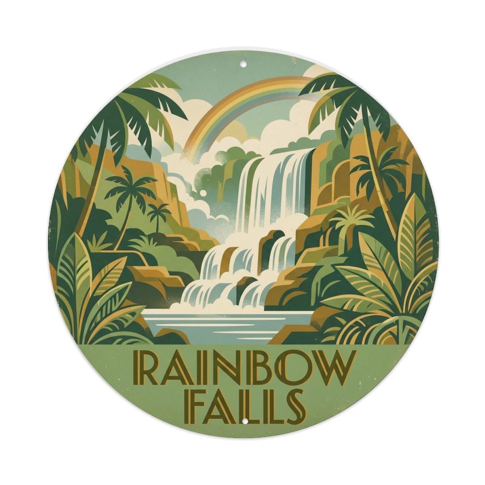 Rainbow Falls Hilo Hawaii Nature Pacific Waterfall Metal Tin Sign