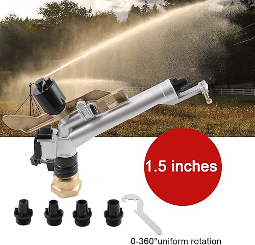 Miniatura 2 de Herramienta de riego de agua de impacto de 1.5 pulgadas, rociador de riego de jardín de granja agrícola, gran alcance, pistola de lluvia para
