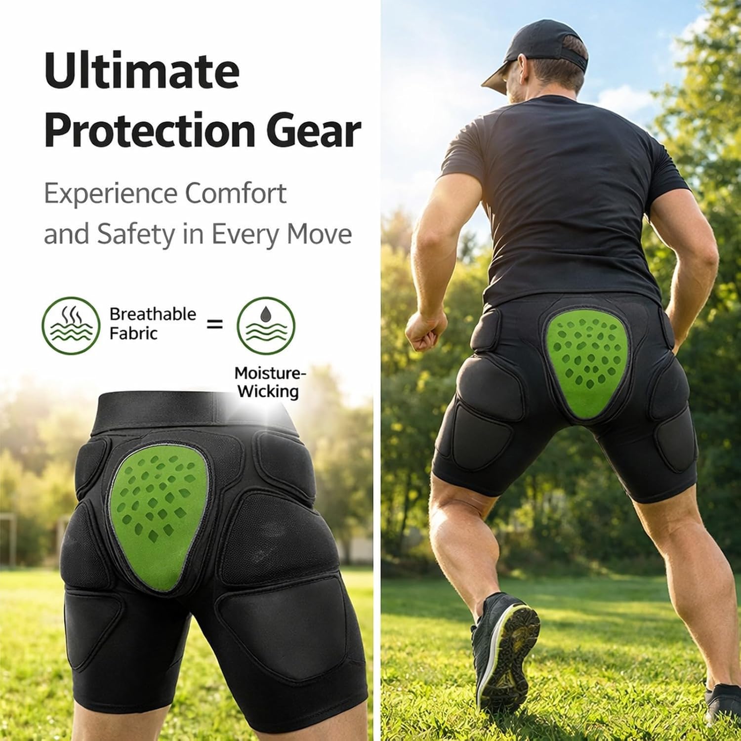 Womens Body Armor Padded Shorts, High - Impact EVA Crash Pants with Breathable Lycra, Multiple Sizes - Protective Hip and Tailbone Gear, Durable Comfort for Skating and Snowboard