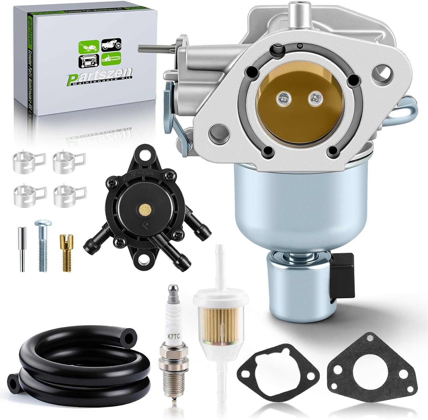 16 053 21-S Carburetor Fuel Pump Kit for Kohler 7000 Series KT730 KT735 KT740 KT745 22HP 23HP 24HP 25HP 26HP Engine 1685321-S Tune-up Parts Fuel Filter Hose