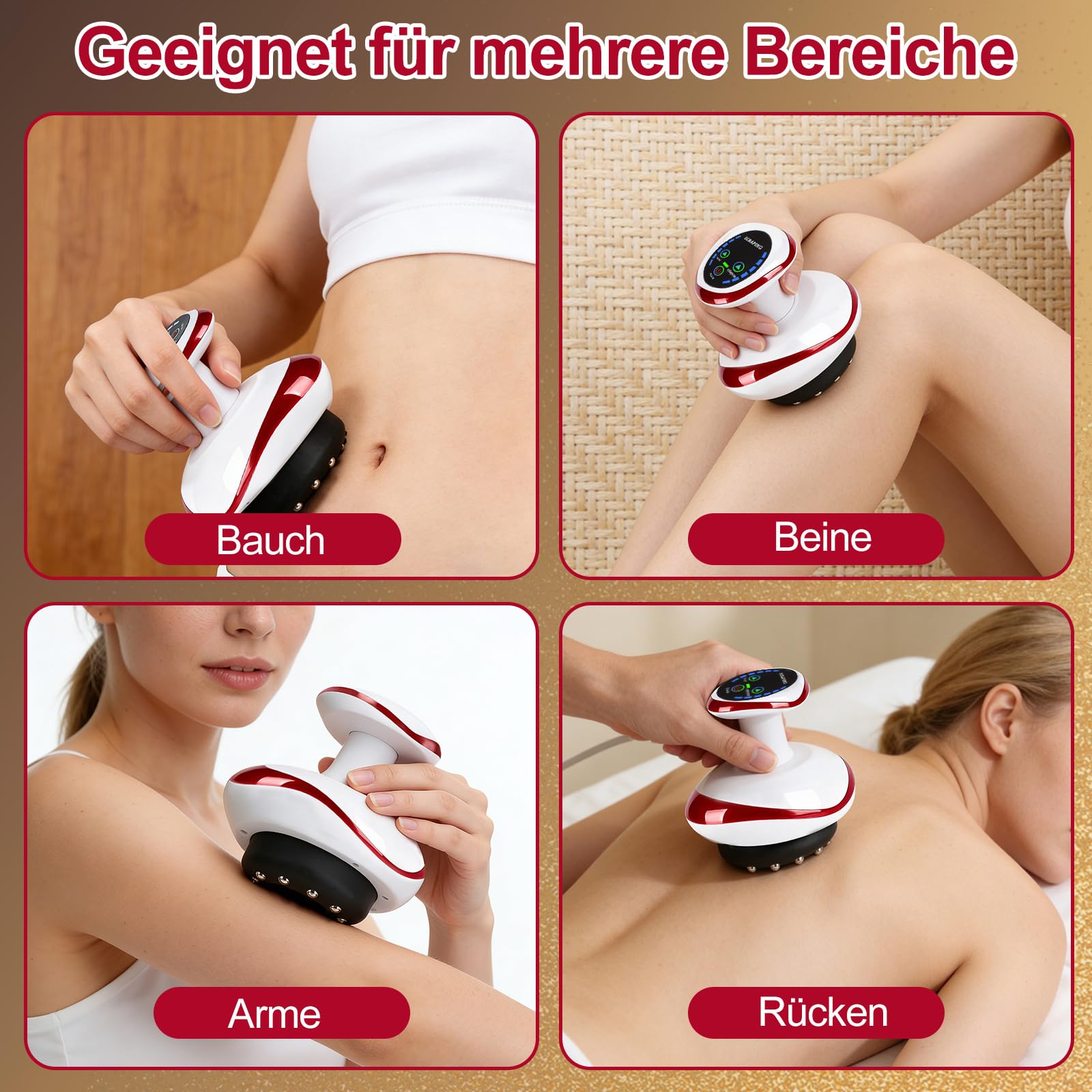 Lymphdrainage Gerät Cellulite Massagegerät,4-in-1Massagegerät mit Vakuum-Schröpftherapie&Gua Sha Elektrisch,schröpfgerät elektrisch zur Hautstraffung&Durchblutung,Anti-Cellulite Massage für den Körper