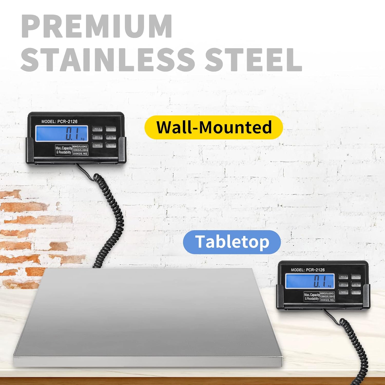 VEVOR 440Lbs x 0.2Lbs Digital Livestock Scale Stainless Steel Large Platform Postal Shipping Scale Industrial Floor Scale Dog Scale : Office Products