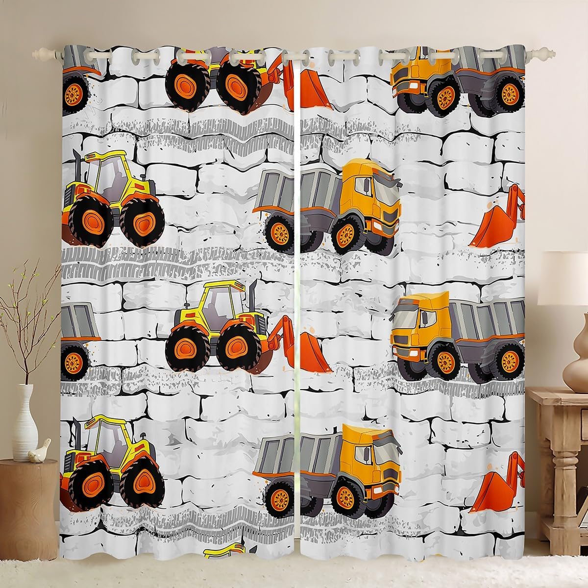 Manfei Police Car Kids Adults Window Curtain,Watercolor 3D Car Police Lover Window Treatment Curtain,Boys Teens Car Traffic Road Sign Window Drapes for Teens Child Bedroom Decor,52Wx63L
