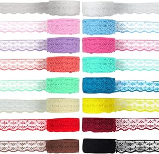 Fabric Lace Ribbon,17 Rolls Lace Ribbon Colourful Lace Trim 