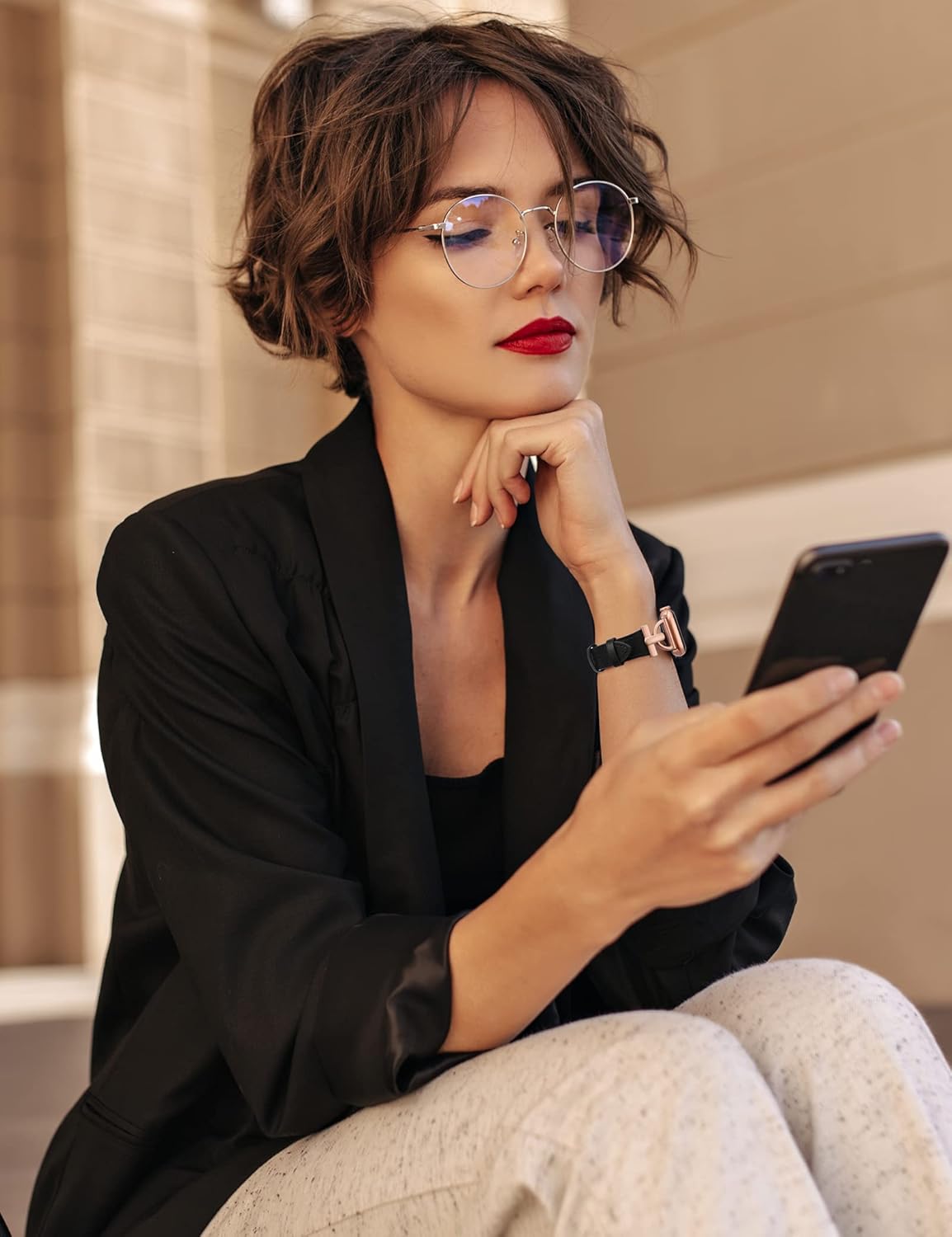 Wearlizer Leather Band Compatible with Apple Watch Bands Women 41mm 40mm 38mm 49mm 46mm 45mm 44mm 42mm, Fancy Dressy Strap for iWatch Series 11 10 9 8 7 6 5 4 3 SE/Ultra 3 2 1 - Image 6