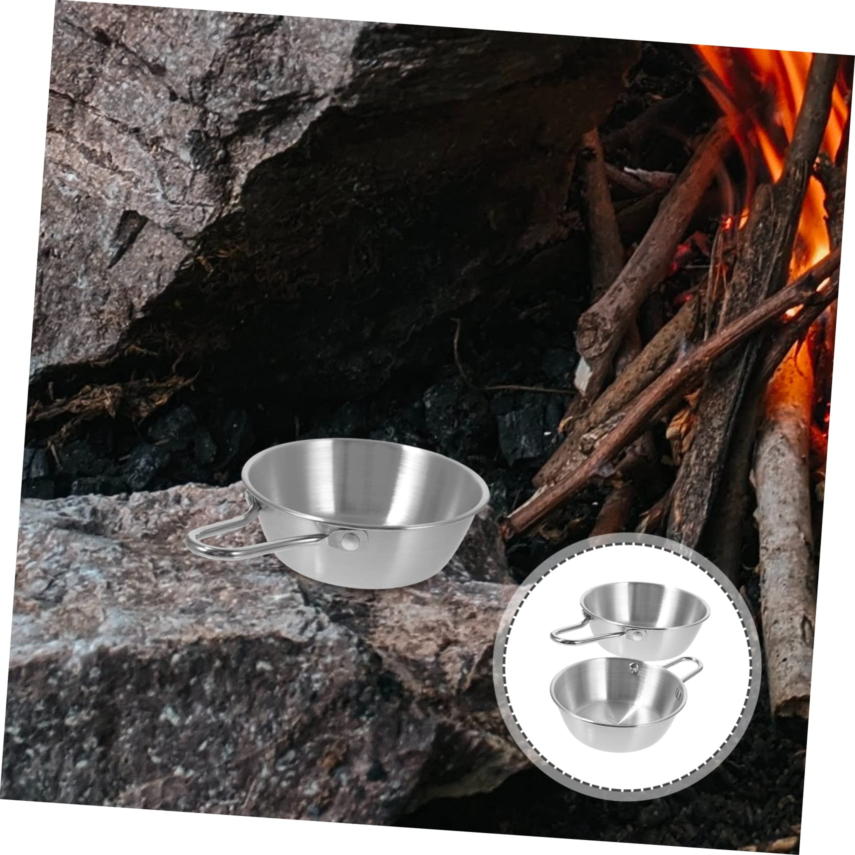 KICHOUSE 2pcs Stainless Steel Camping Bowl Lids Leakproof Serving Bowls for Outdoor Picnic Bbq Hiking