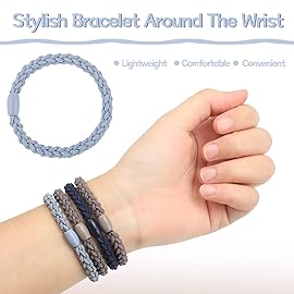 Chuangdi 12 Pieces Cotton Hair Ties Braided Elastic Hair Bands Ropes Braided Ponytail Holders Accessories for Women(Navy Blue, Sky Blue, Gray)