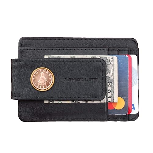 1997 Zimbabwe 1 Cent BU Unc Coin Genuine Full-Grain Black Leather Magnetic Money Clip Wallet & Card Holder RFID Blocking - Zimbabwe Bird