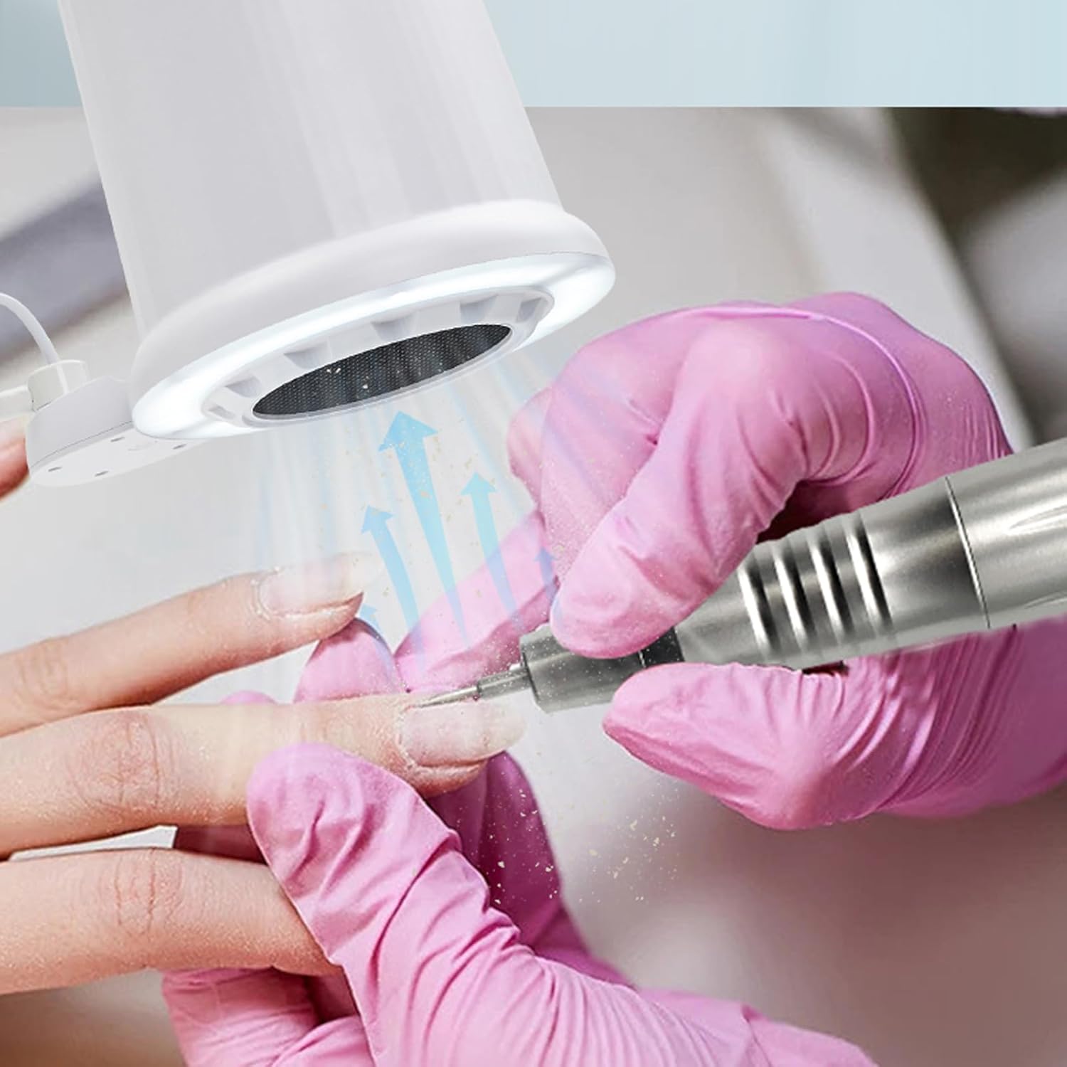 Professional dust Collector Nail tech，Manicurist Must Haves,Vacuum Extractor with Light and Filter,Nail Salon Stuff Tools,Nail tech Supplies