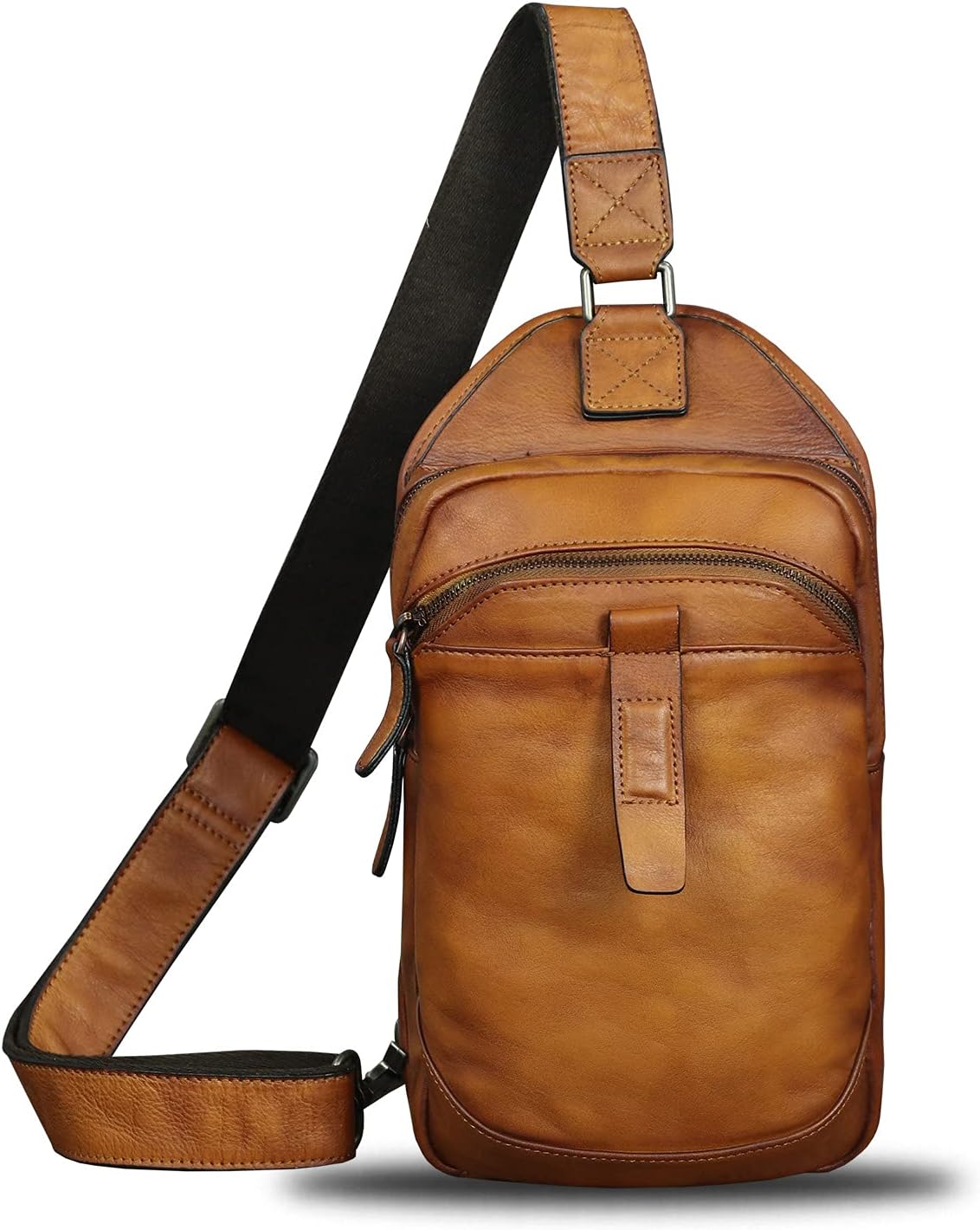 LRTO Genuine Leather Silng Bag for Men and Women Retro Leather Sling Backpack Purse Shoulder Crossbody Bag Chest Bag - Image 2