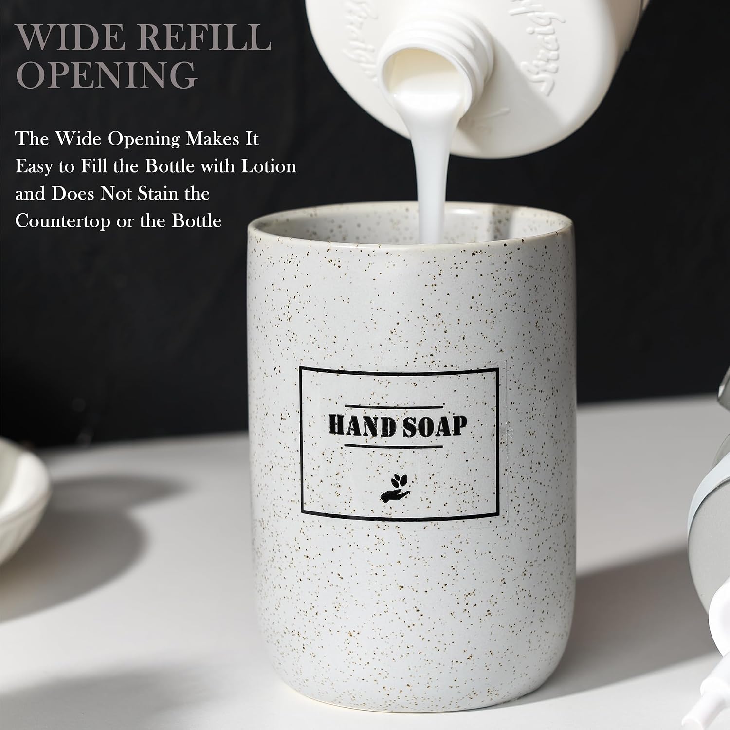 Bathroom Soap Dispenser,Grey Hand Soap Dispenser with Liquid Pump,12oz Kitchen Soap Dish Dispenser,Refillable Hand Lotion Dispenser for Bathroom image 3
