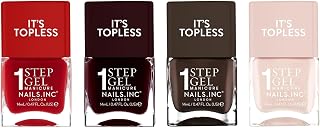 Bundle of Nails Inc It's Topless Gel-Like Nail Polish, 4-in-1 Base Coat, Treatment, Color & Top Coat, Long Lasting, Strong, Fall Shades, Glossy Salon Quality Manicure, Air Dry, 4 Piece Autumn Variety