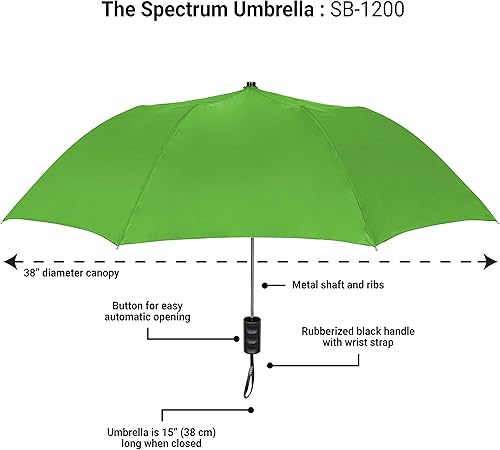 Miniatura 5 de Paraguas Strombergbrand Umbrellas estilo popular cierre automático pequeño ligero portátil compacto plegable para viaje unisex Verde lima Lime Green