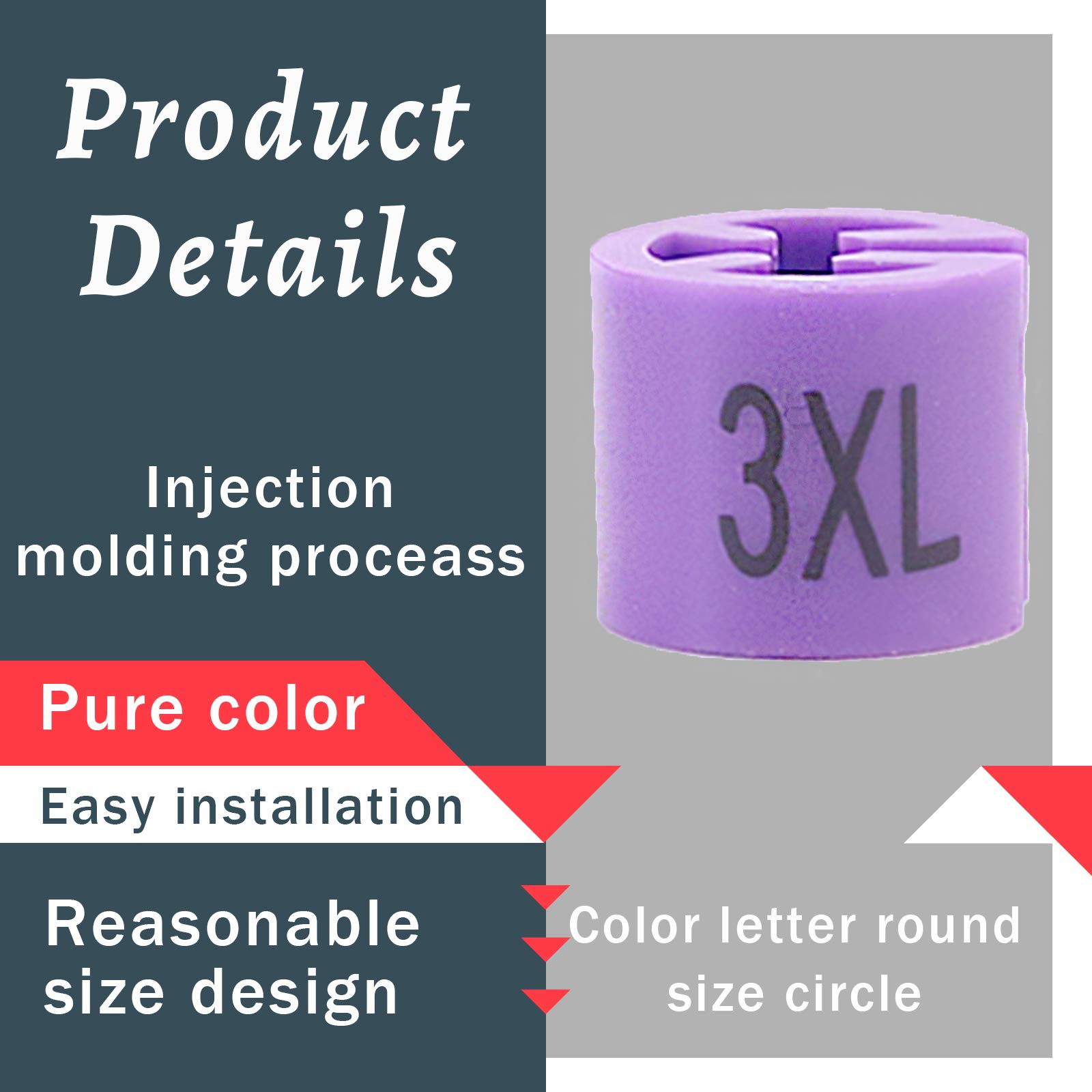 Swpeet 150Pcs Purple Plastic Clothes Hanger Size Markers Color-Coding Hangers with Storage Box, 3XL - Image 3