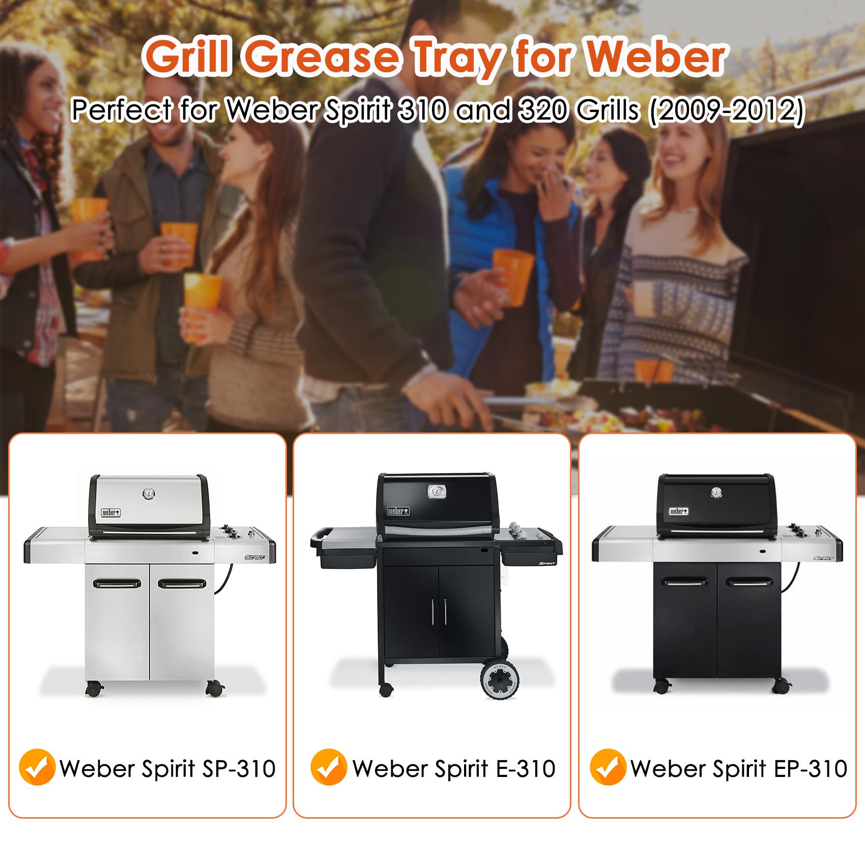 91354 Fettwanne für Weber Spirit 310 und 320 Series Grills mit seitlichem Bedienfeld, Abtropfschale für Weber Spirit E-310 E-320 (Made in 2009 und 2012), Fettwanne für Weber 91354 Teile