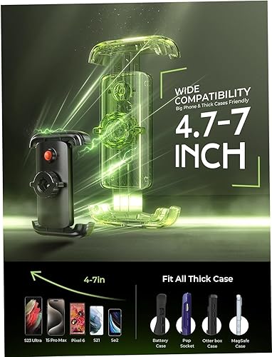 Vista 14 de LISEN Soporte para teléfono de bicicleta, [súper fácil de instalar] Soporte de teléfono de motocicleta ultra estable, soporte para manillar