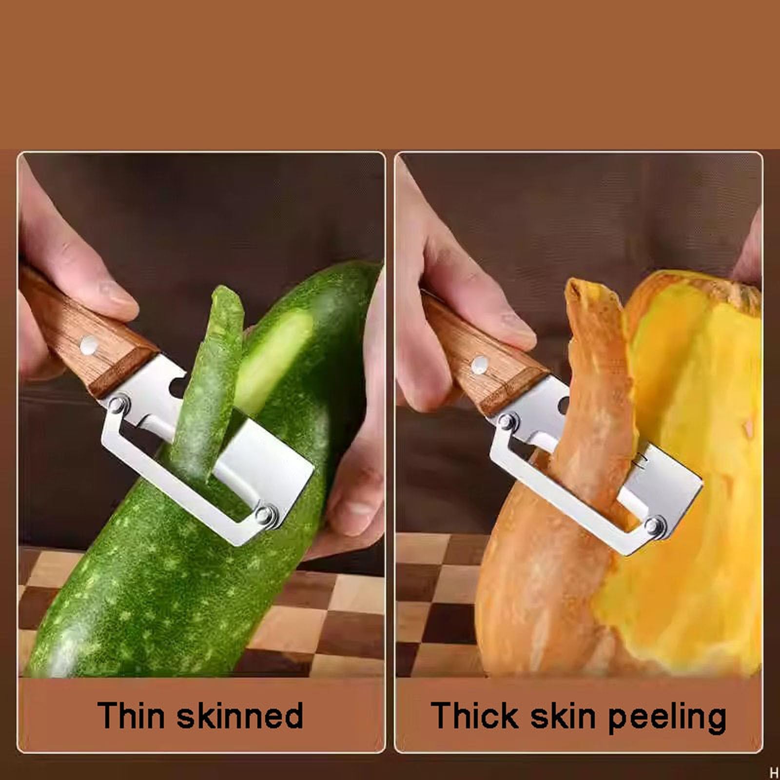 Pelapatate Multifunzionale, Multi-Functional Vegetable Peeler, Pela Patate multifunzionale in acciaio inossidabile per la cucina con manico in legno e apribottiglie (1PC) - 5