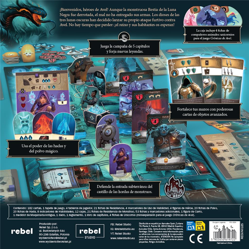 Asmodee Dungeon Legends, Juego de Mesa de Campaña y Estrategia