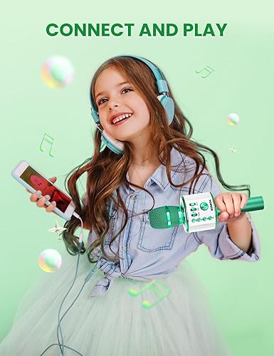 Miniatura 45 de BONAOK Micrófono de karaoke para niños, micrófono inalámbrico Bluetooth para cantar, regalo para niños, adultos, niñas, niños, juguetes de Navidad
