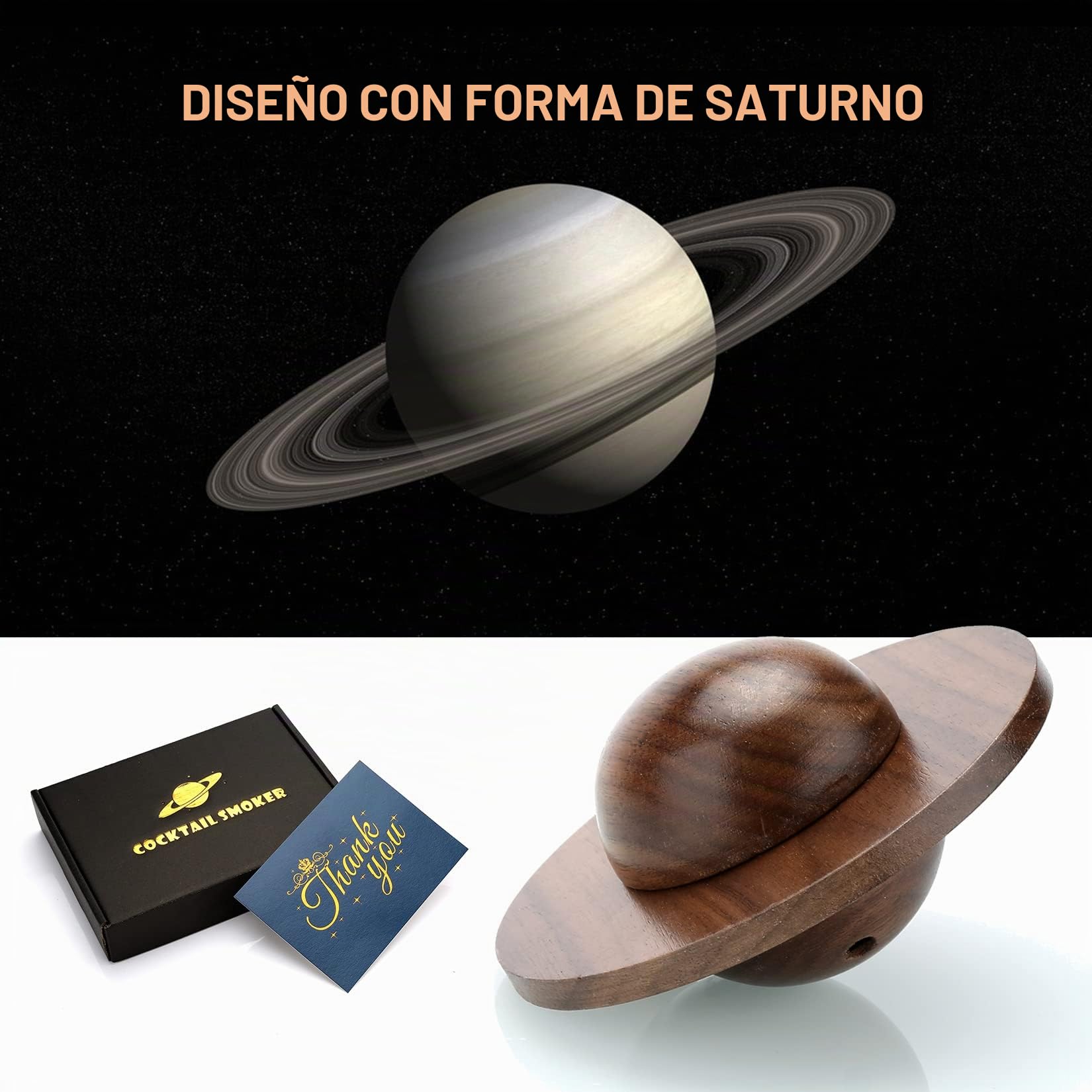 it de cóctel para Fumadores con 4 astillas de Madera, Kit de Bebidas para Fumadores de Whisky a la Antigua, ahumador de Whisky para cócteles, Vino, Bourbon, Regalo para Hombres, Esposo, papá -Nuez