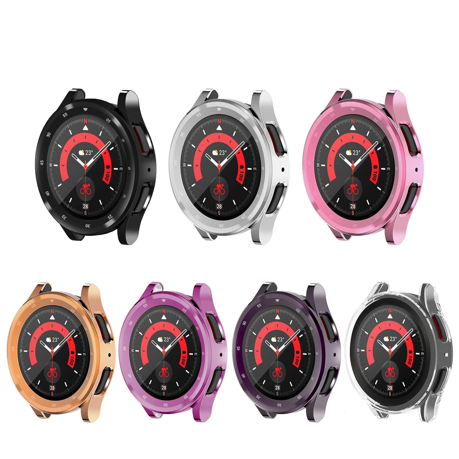 [2-Pack] Senter Case Cover for Sansung Galaxy Watch 5 pro 45mm, Soft TPU All-Around Bumper with Built-in Screen Protecto for Sansung Galaxy Watch 5 pro 45mm Smart Watch