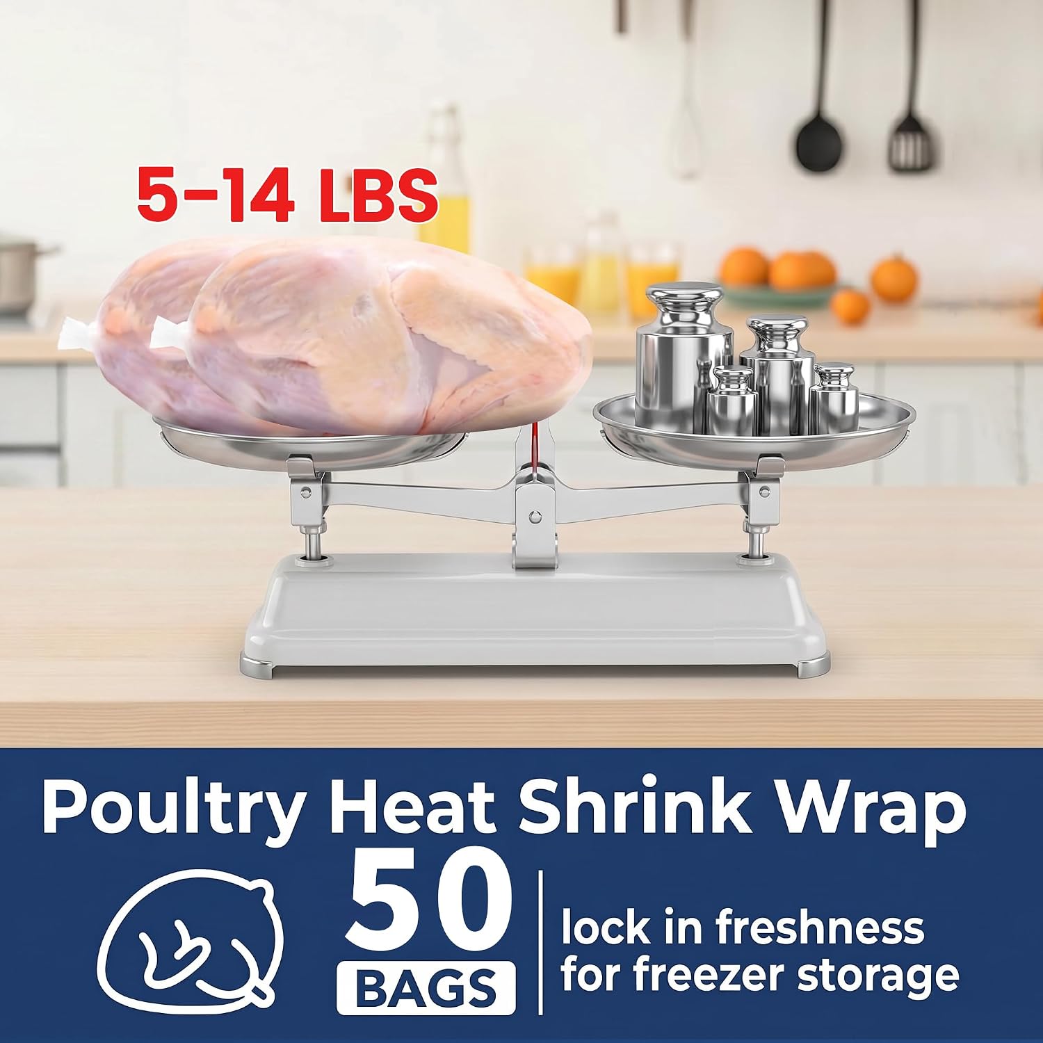 Poultry Shrink Bags Kit, 50 Pack, 13 x 18 Inch