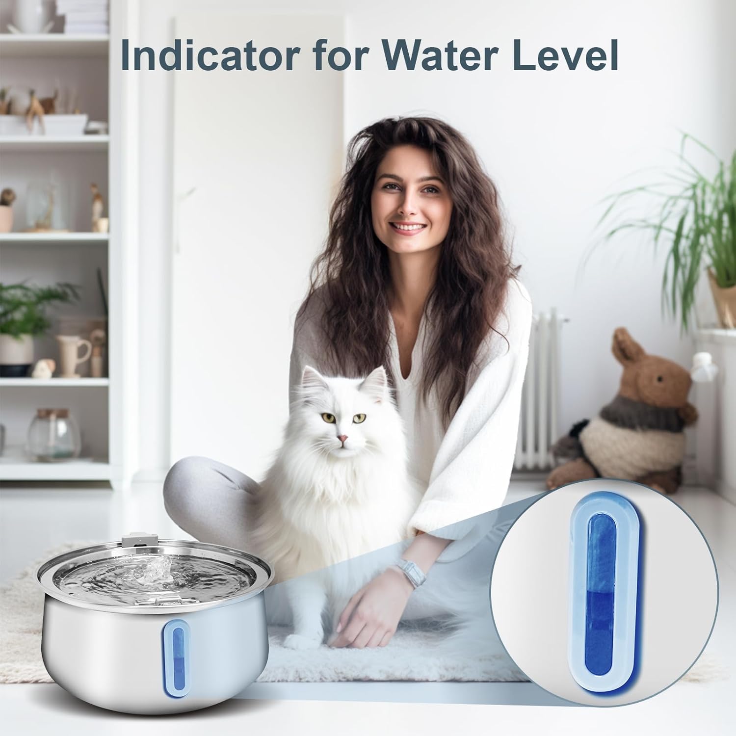 Vekonn Cat Water Fountain with Water Level Indicator