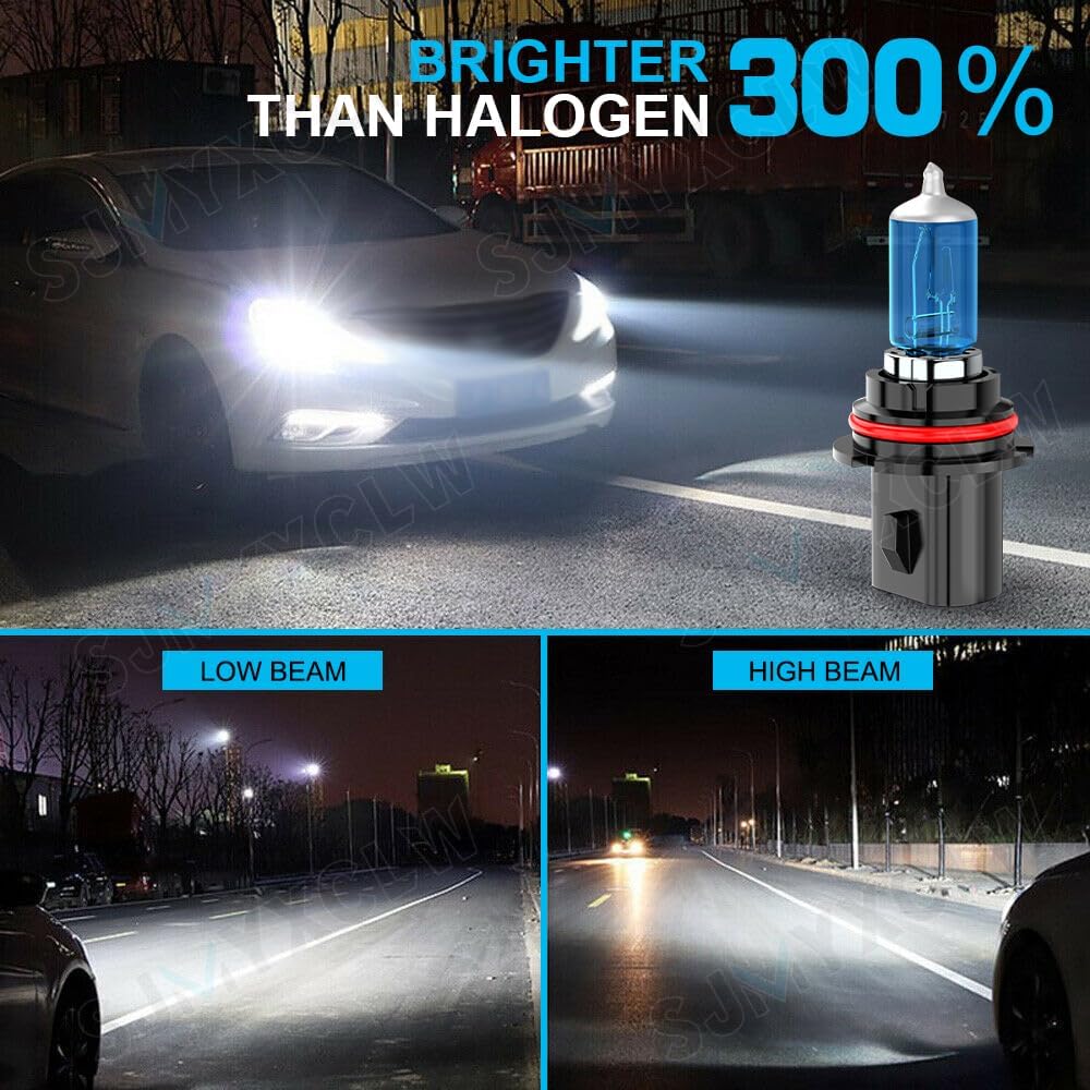 Compatible for Peterbilt 387 330 340 335 337 348 386 Halogen Headlight Bulbs, 300% Brightness 9007/HB5 High and Low Beam Conservation Kit, 6000K IP68 Waterproof Cool White, Pack of 2
