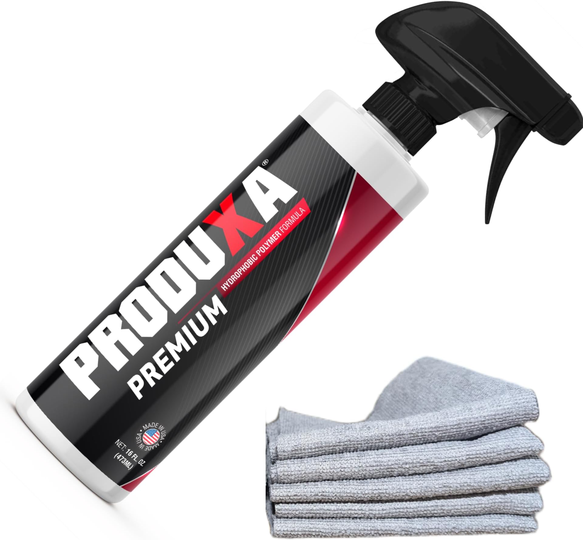 PRODUXA Premium Hydrophobic Waterless Car Detailer Spray-Ceramic Spray Wax, Paint Sealant, UV Protection | All-in-One Car Detailing Kit for Cars, Trucks, Motorcycles & RVs + 5 Microfiber Towels