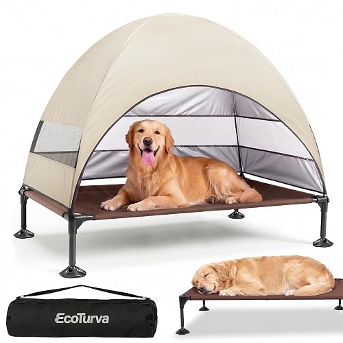 Elevated Dog Bed with Canopy - 3-Sided UV Protection Pet