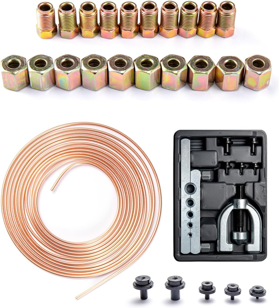 Trintion Brake Pipe Repair Kit 25Ft Brake Pipe Flaring Tool Kit 3/16