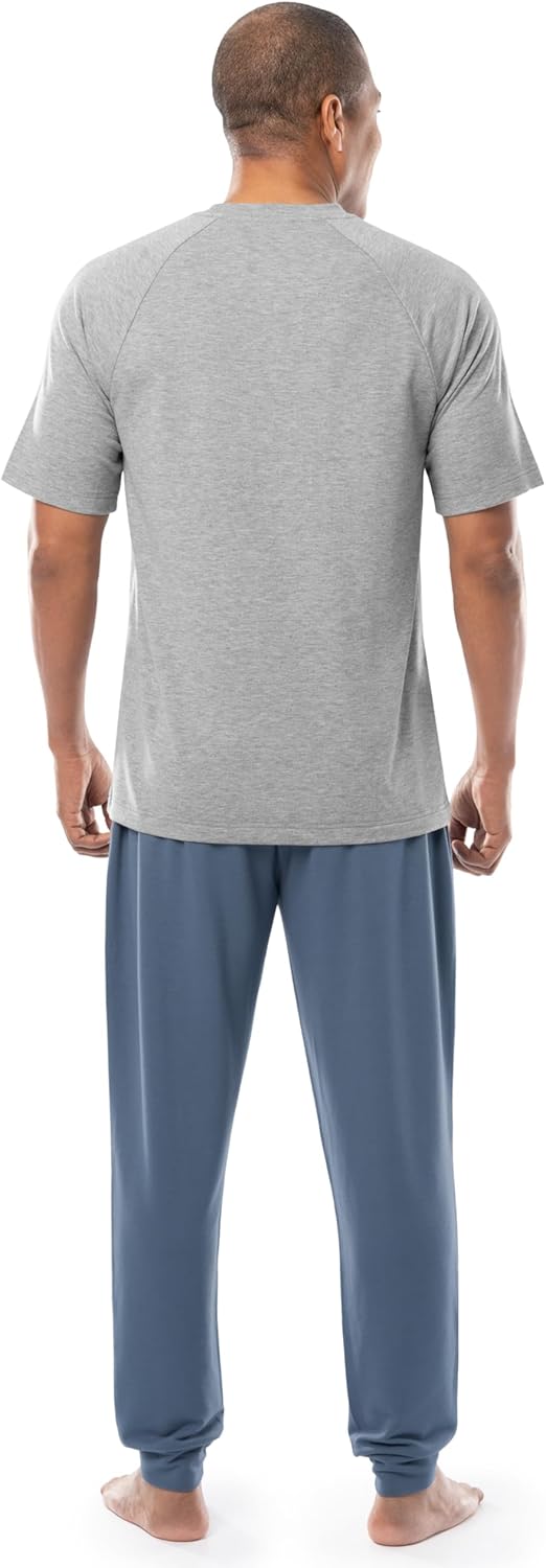 Fruit of the Loom mens French Terry Top and Jogger Sleep Pajama Set - Image 2