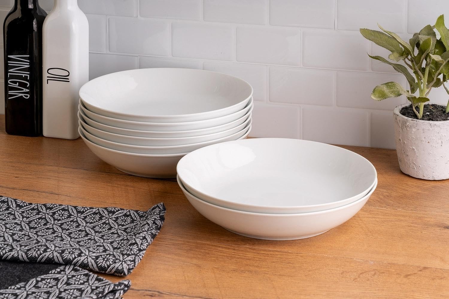 Suppenteller 6er Set Tiefteller Salatteller - Porzellan - Weiß - Ø 20 cm