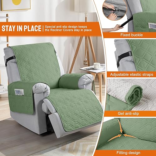 Miniatura 146 de VANSOFY Fundas 100% impermeables para sillas reclinables, antideslizantes, para sillas reclinables, protector de muebles, funda lavable con Negro