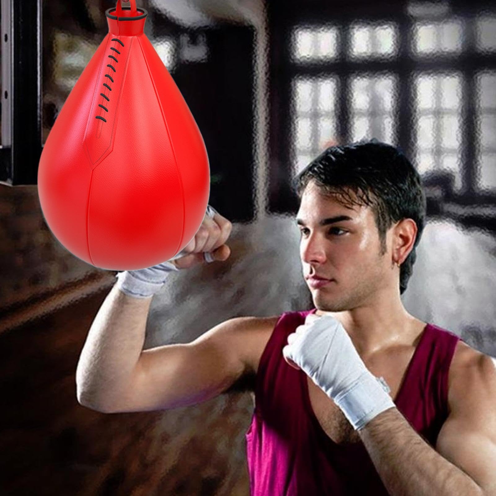 Zestaw bokserski Speedbag, wisząca torba Speed Bag, torba w kształcie gruszki, przenośna piłka bokserska, obrotowa piłka na siłownię, wielokrotnego użytku, torba Speed Bag dla mężczyzn, zestaw