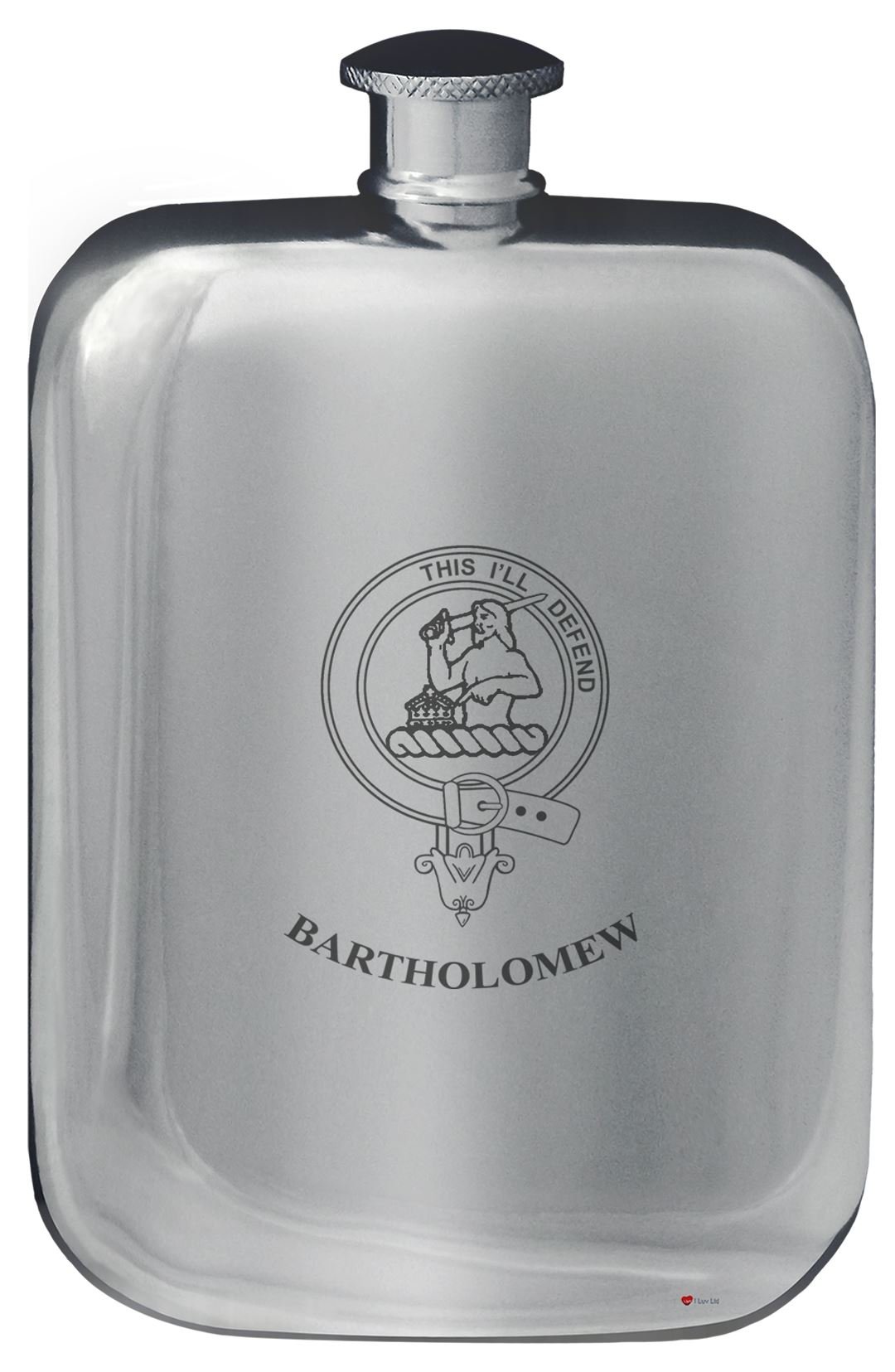 Flasque de hanche Bartholomew flacon de poche arrondi anti fuite en étain poli 6 oz