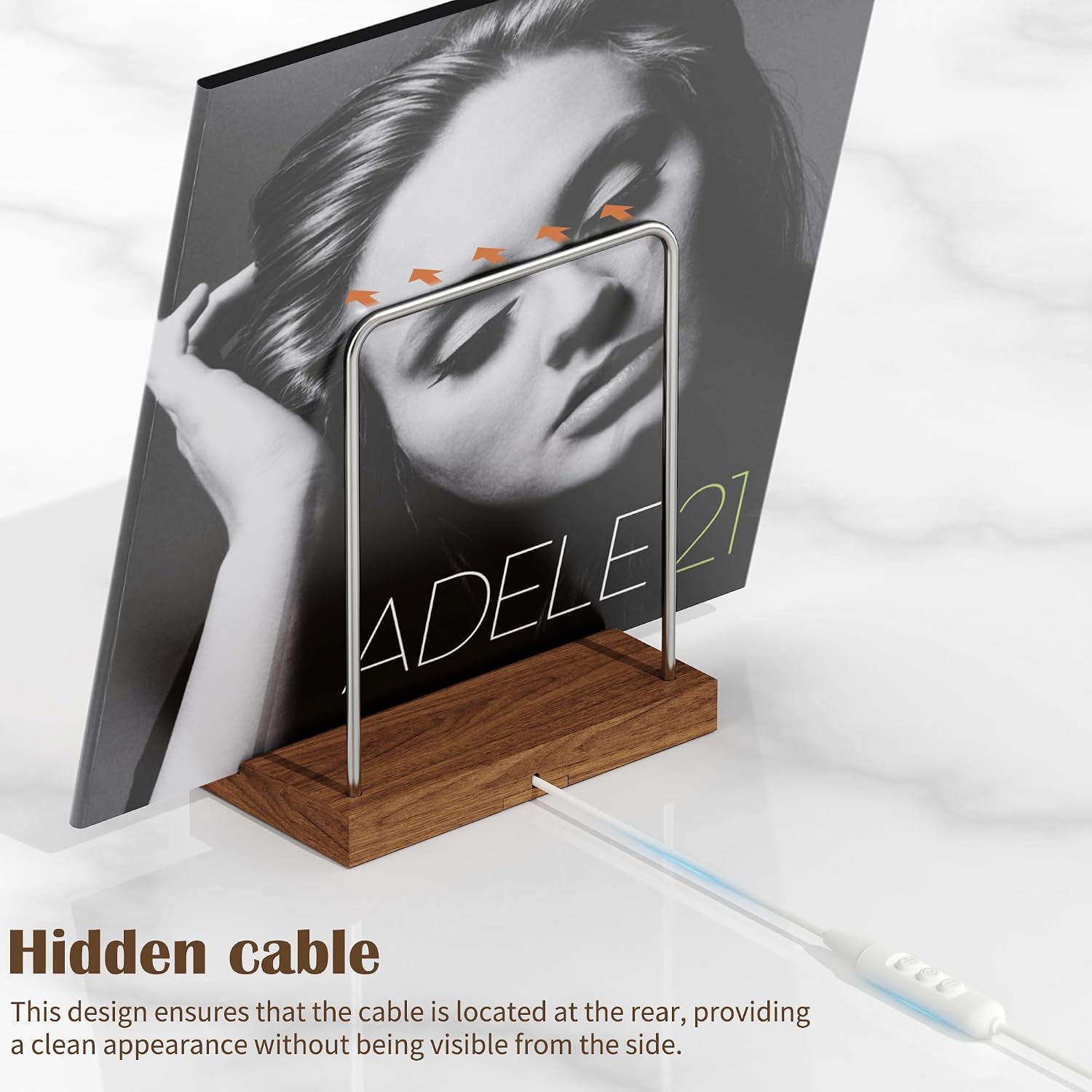KORRTFID Now Playing Vinyl Record Stand, Light Up Vinyl Record Display Stand with 7- Color Changing Lights, Multi Color Light with Fingerprint-Proof Acrylic Letters (Silver letters)