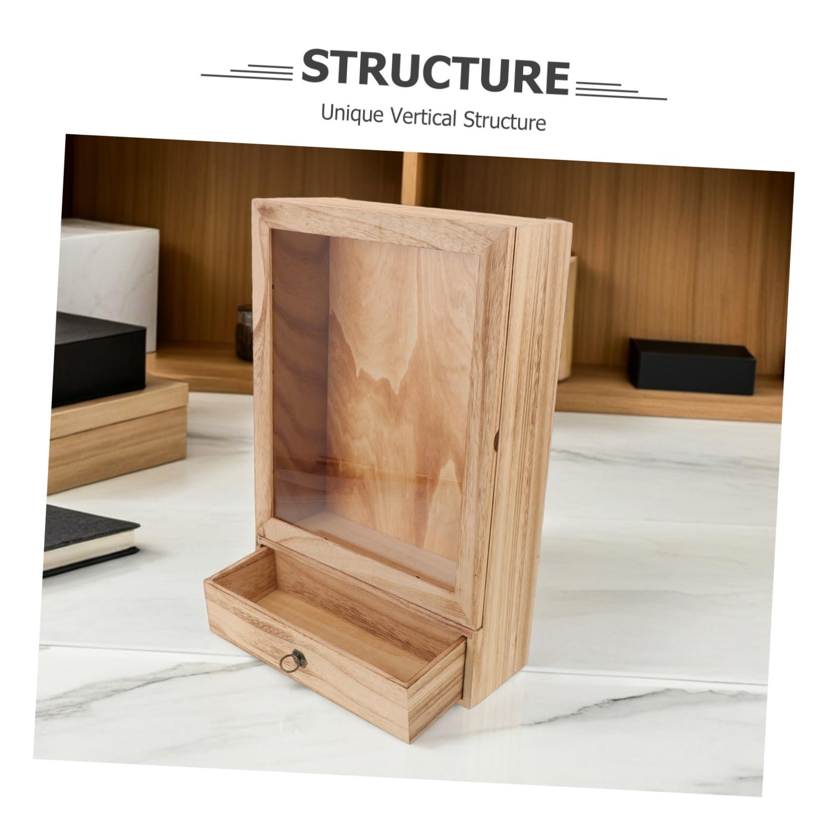 TOPBATHY Caja de Muestras de Insectos de Madera Maciza, Marco Vertical