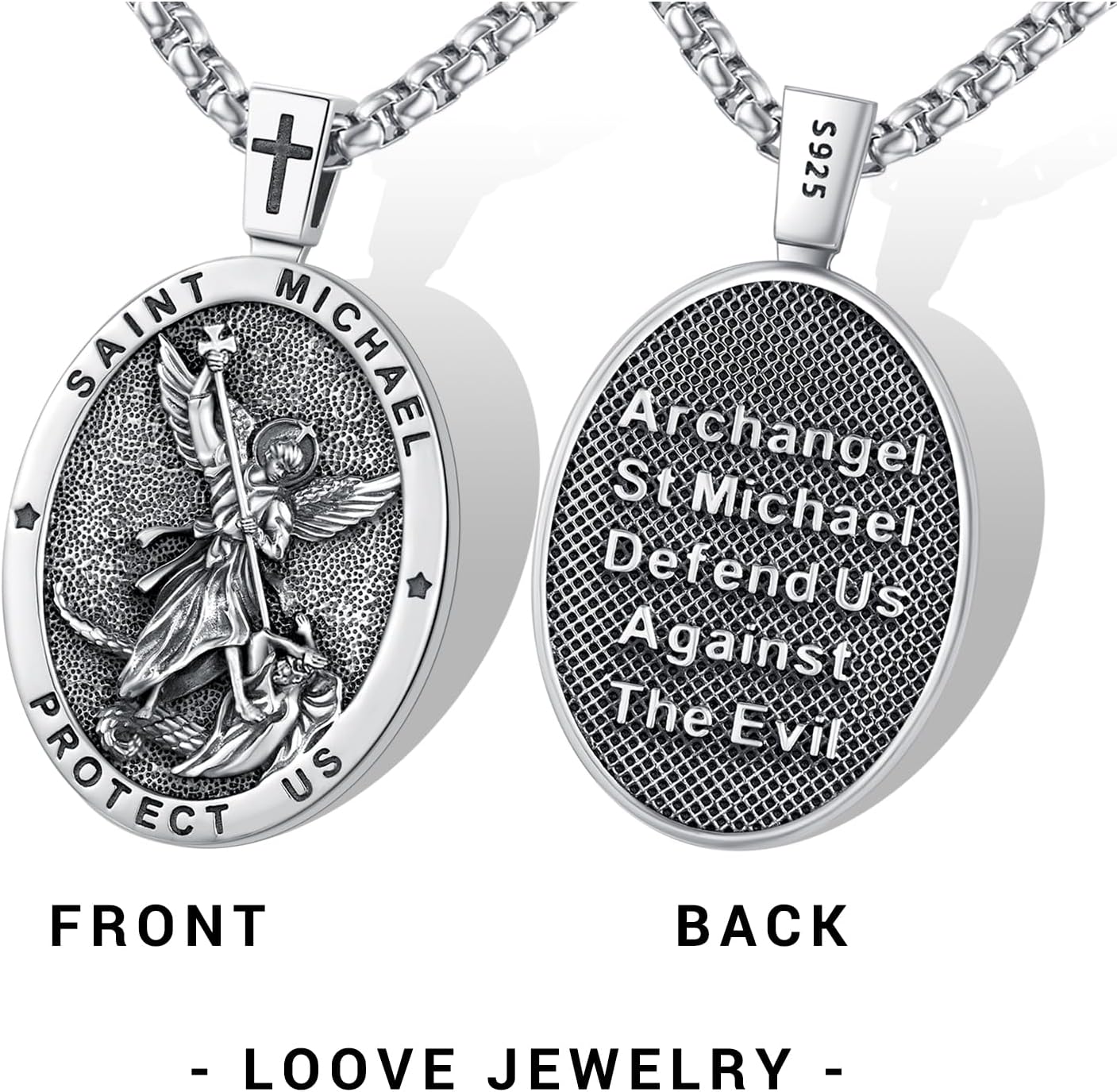 Patron Saint Medals Amulet Necklace 925 Sterling Silver Protection Jewelry for Men Women with 20"/22"+2" Rolo Chain - Image 3