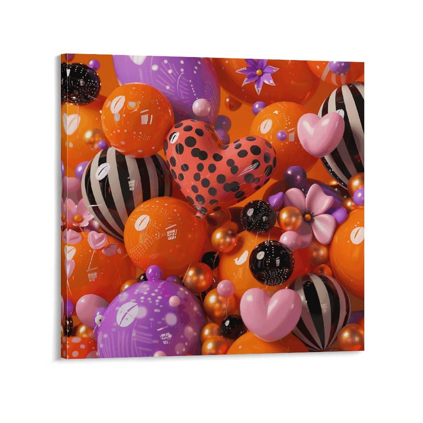 KLOPH Brightly Colored Balloons Canvas Wall Art for Living Room 12x12inch Modern Artwork Painting for Bathroom Hanging Canvas Prints Aesthetic Wallart for Bedroom Kitchen Office Wall Decor
