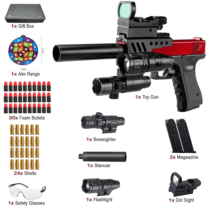 Buy GAZIFRA 2022 Soft Bullet Toy Gun with Jump Ejecting Mag Glock Gel