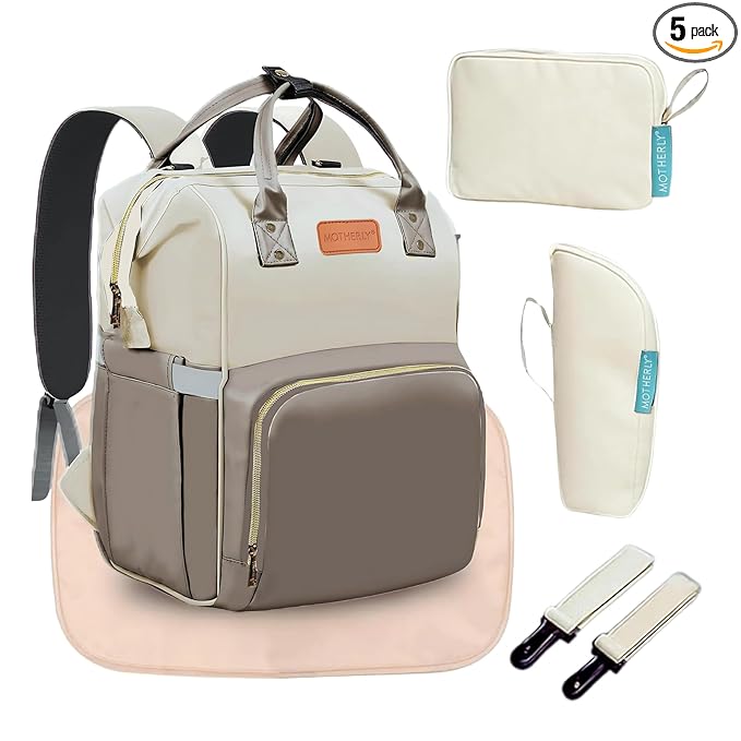 Motherly Envy Diaper Bag for Mothers for Travel With Accessories | Spacious And Waterproof Diaper Bags for Mom | baby bag for mother travel | Maternity Bags for Mother-Cream Grey