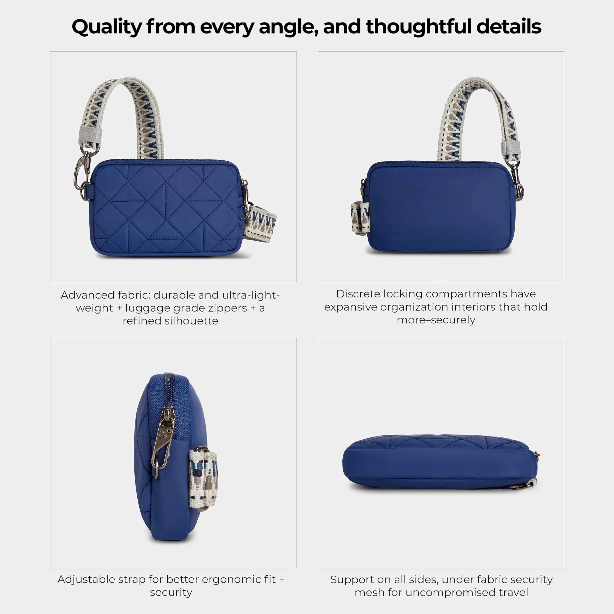 Travelon Boho Écharpe antivol pour téléphone Bleu, Bleu luxuriant