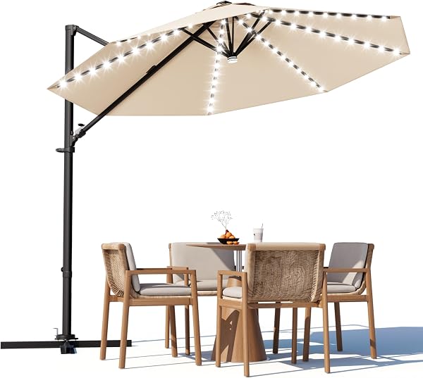 Greesum Patio Umbrella, Hanging Outdoor Shade for Garden, Lawn, Pool