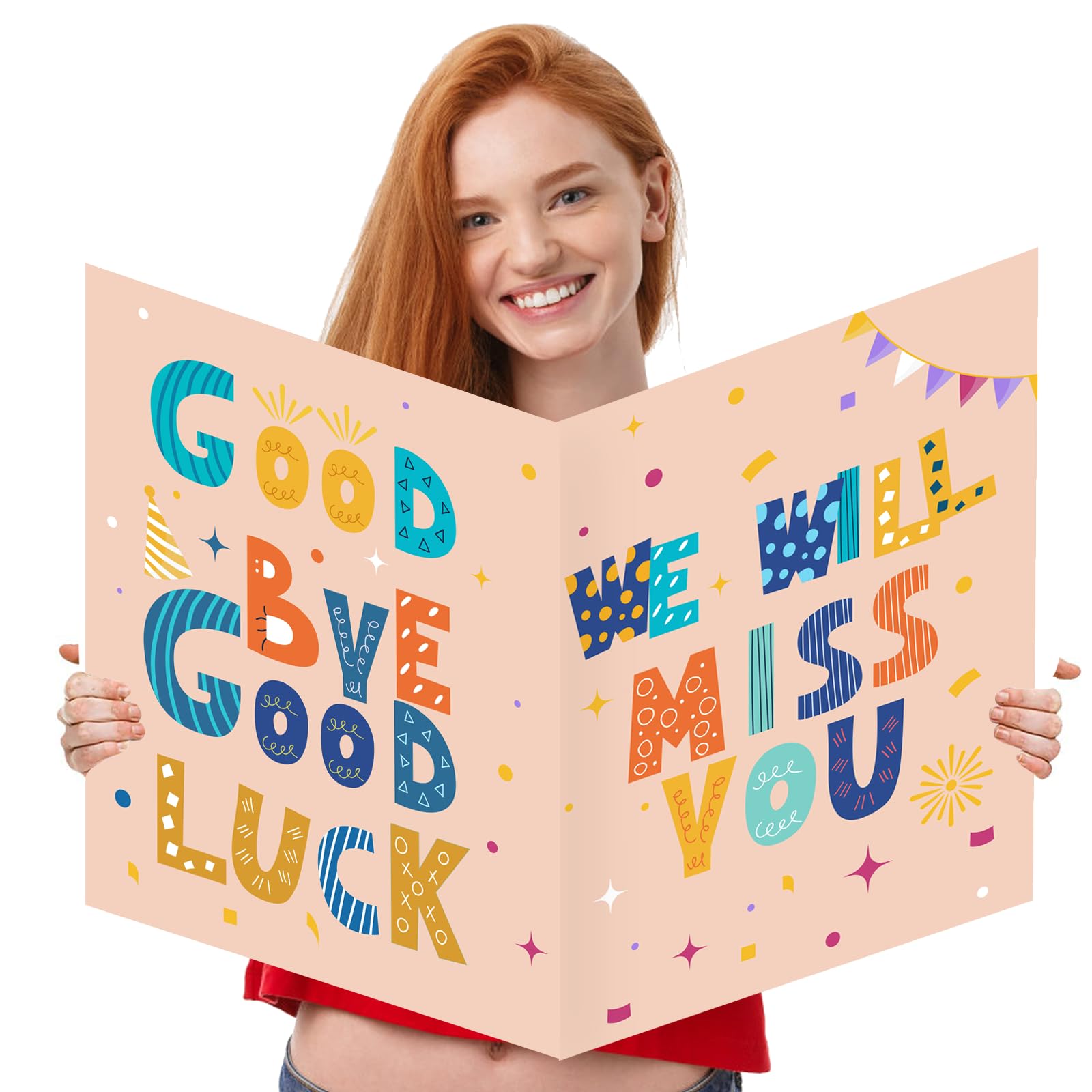 We Will Miss You Card,Farewell Party Decorations, Jumbo Farewell Card With Envelope, Going Away Gift for Coworker Men Women, Goodbye Good Luck