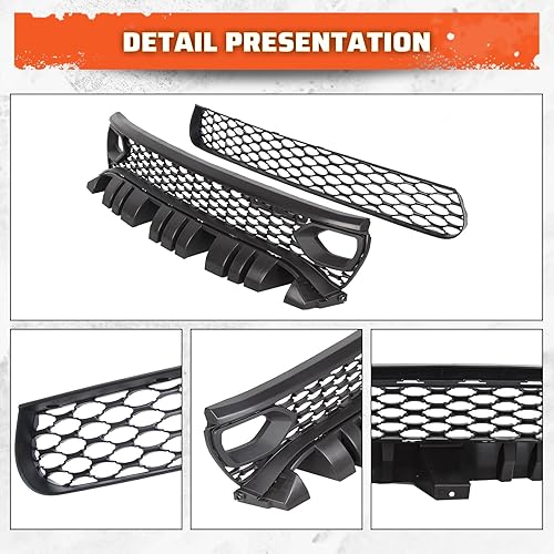 Miniatura 23 de ECOTRIC Conjunto de parrilla delantera inferior compatible con Dodge Charger SRT Scat Pack Daytona Mesh Grill Guard 2015-2023 (Lower)