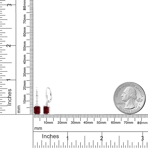 Miniatura 5 de Gem Stone King Aretes colgantes de plata de ley 925 de 0.315 x 0.236 in con piedra preciosa de corte esmeralda para mujer