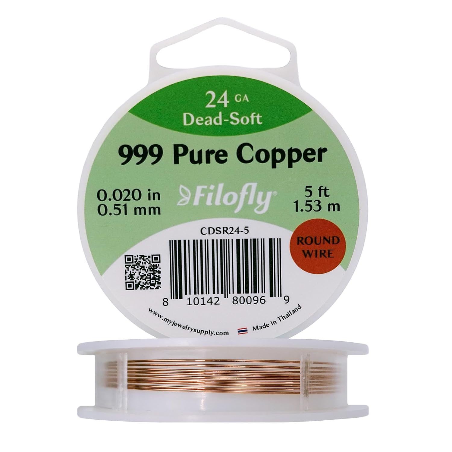 24 Gauge, Copper Wire, Dead Soft, Round, (5 FT)
