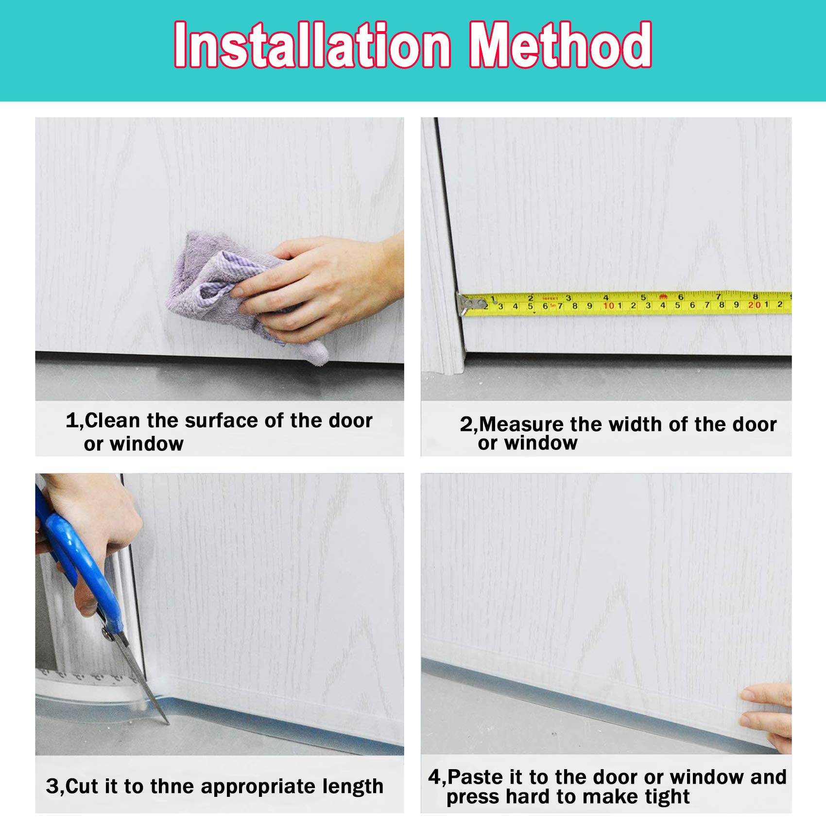 JEMESI Guarnizione autoadesiva Striscia di tenuta Stripping in silicone Guarnizione inferiore porta insonorizzata Antipolvere Porte e finestre Weather Stripping (35MM 5M / pezzo)