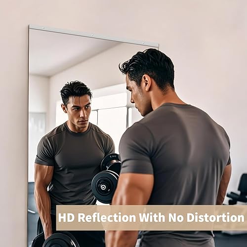 Miniatura 3 de Espejo de gimnasio en casa, 48 x 24 pulgadas cada uno, 2 espejos de cuerpo completo para yoga, garaje, estudio de baile, antioxidante, vidrio
